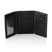 Load image into Gallery viewer, Black Trifold Wallet - Men&#39;s Slim Minimalist Money Holder - 12+ Credit Cards, 15+ Cash Bills Capacity - Heavy Duty, Stylish Storage with RFID Blocking Protection