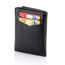 Load image into Gallery viewer, Black Trifold Wallet - Men&#39;s Slim Minimalist Money Holder - 12+ Credit Cards, 15+ Cash Bills Capacity - Heavy Duty, Stylish Storage with RFID Blocking Protection