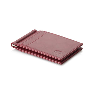 Maroon Bifold Money Clip Wallet - Slim, Modern Holder with Stainless Steel Clips, RFID Blocker - 8+ Credit Card, 12+ Paper Bills Capacity