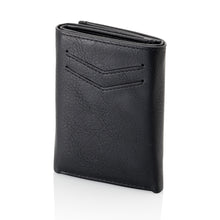 Load image into Gallery viewer, Black Trifold Wallet - Men&#39;s Slim Minimalist Money Holder - 12+ Credit Cards, 15+ Cash Bills Capacity - Heavy Duty, Stylish Storage with RFID Blocking Protection